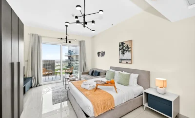 Modern Studio Apartment | AG Towers Business Bay | Balcony and Burj Al Arab Views
