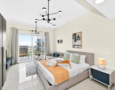 Modern Studio Apartment | AG Towers Business Bay | Balcony and Burj Al Arab Views